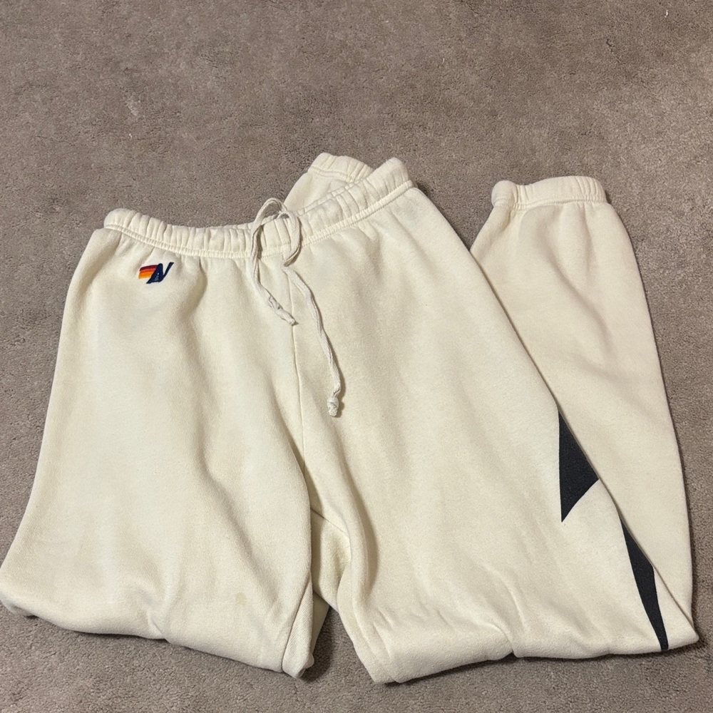 Aviator Nation Kids Cream Sweatpants with Logo